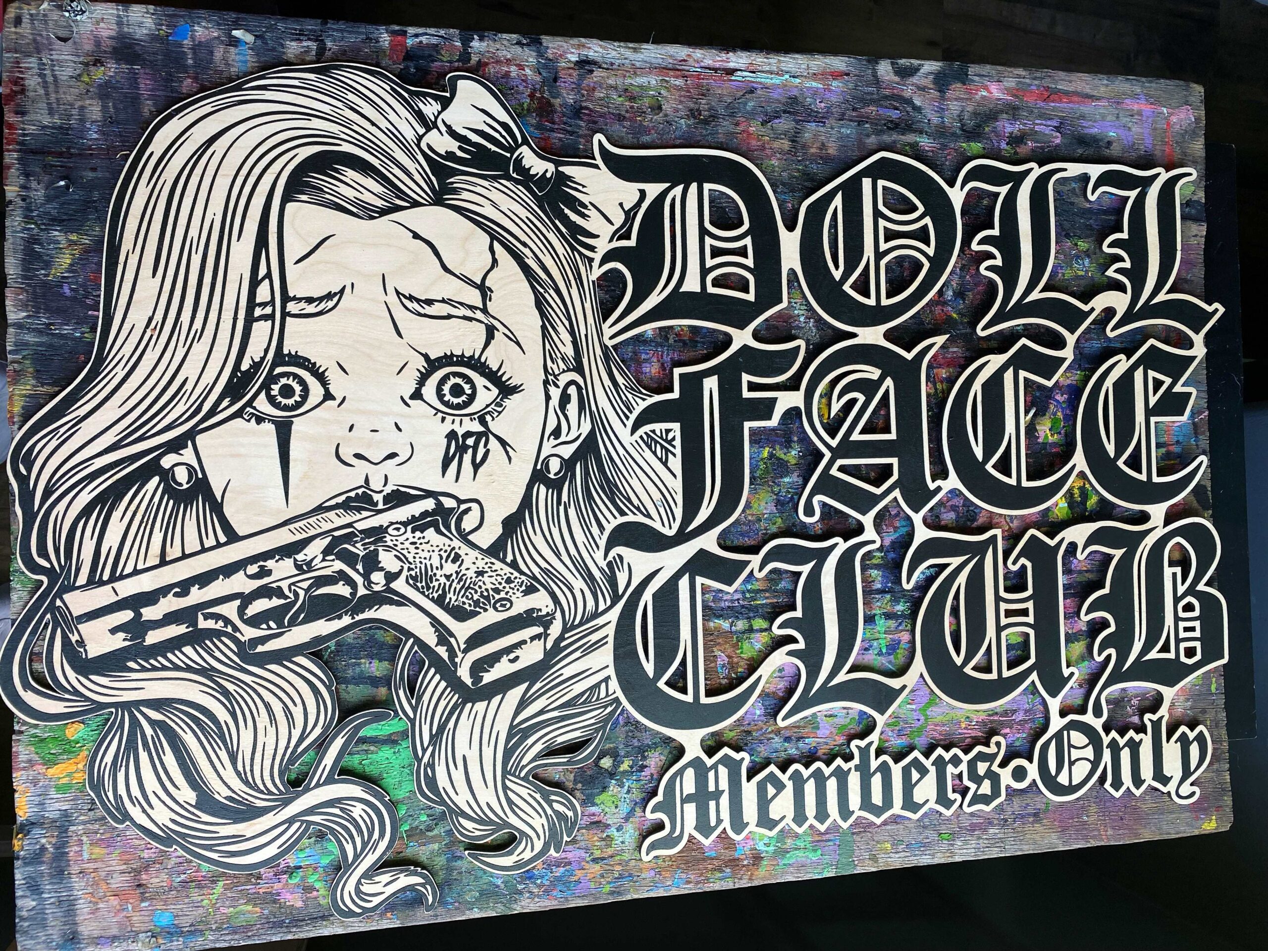 Doll Face Club Wood Sign
