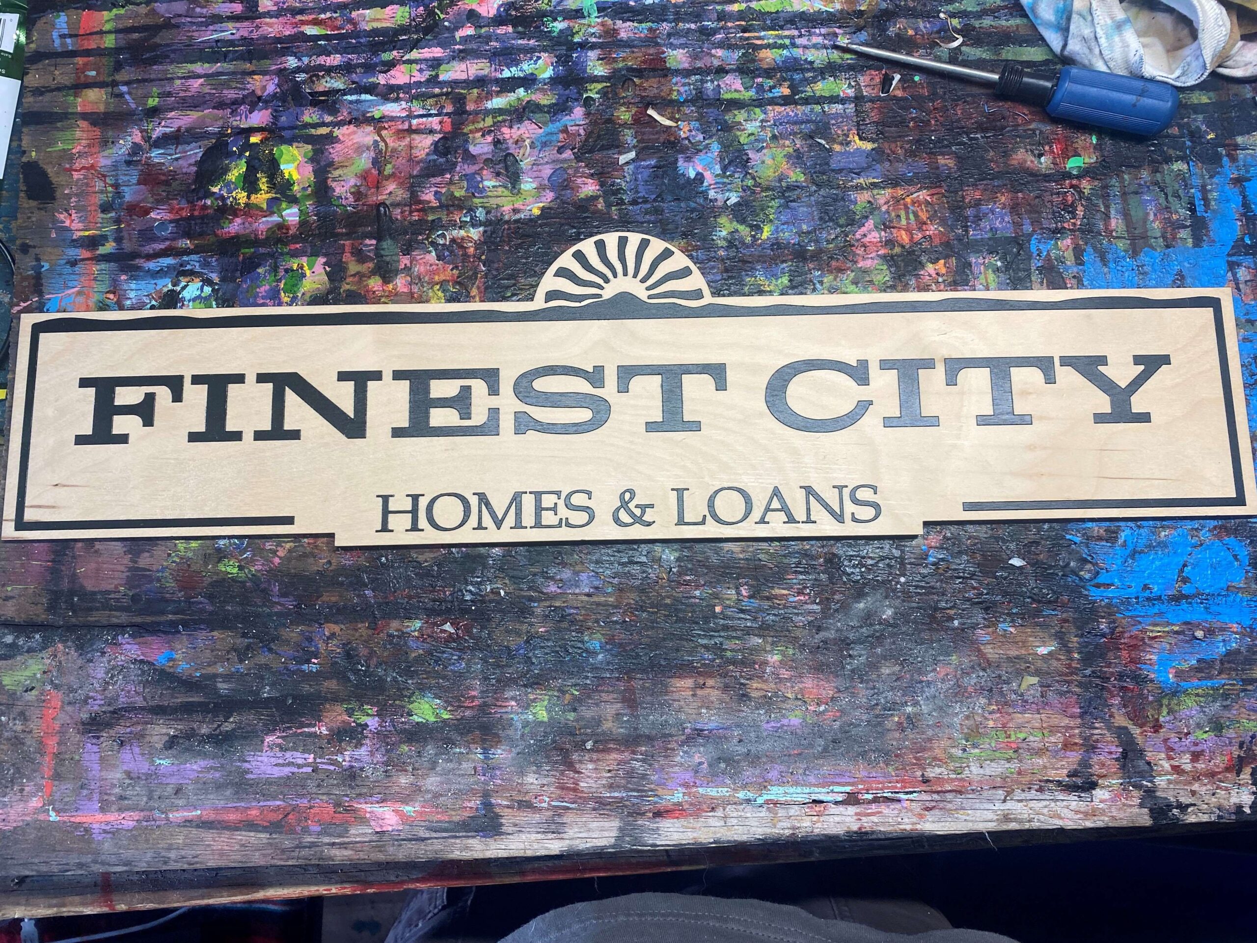 Finest City Home Loans Wood Sign