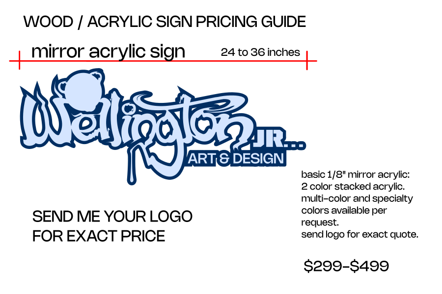 laser cut mirror acrylic signs custom pricing guide