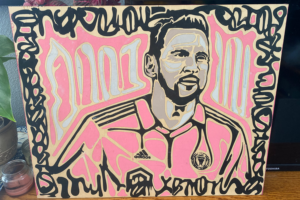 Lionel Messi Artwork made with color fill laser cut process